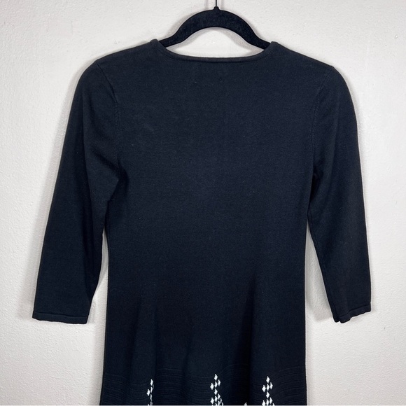 MEDIUM ECI BRAND SWEATER DRESS BLACK WHITE KNIT PULLOVER STRETCH 3/4 SLEEVE - Picture 6 of 8